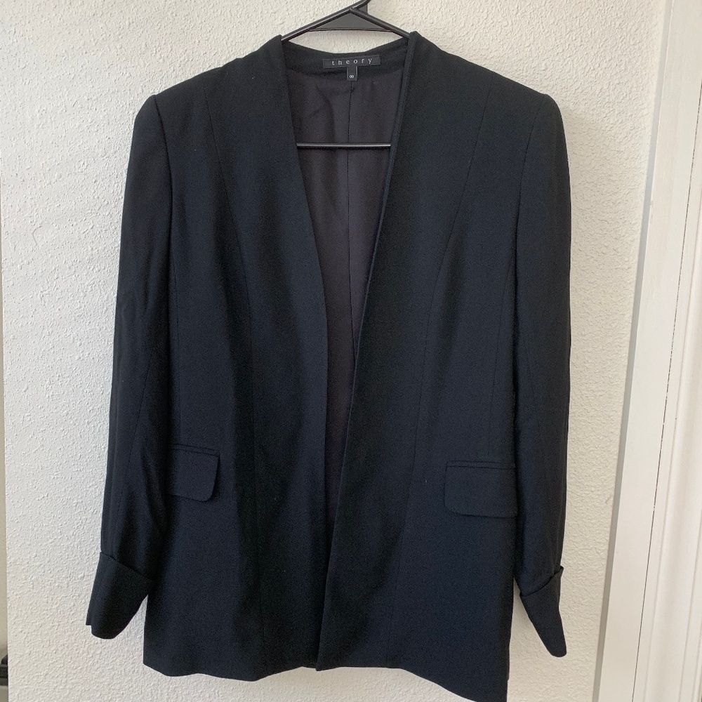 Theory Black 00 Open Blazer